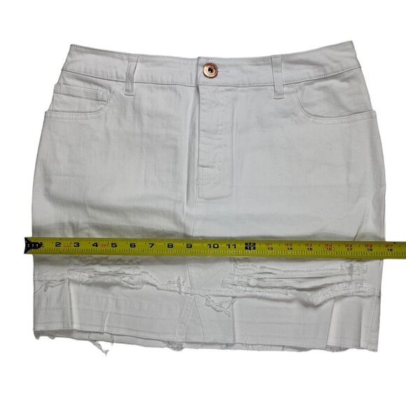 INC International Concepts Factory Distressed Raw Hem White Mini Skirt Size 6 - Picture 11 of 16
